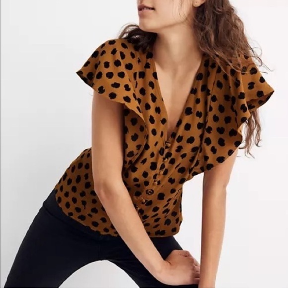 Madewell Carmelita Flutter Sleeve Button Up Blouse - Picture 1 of 7